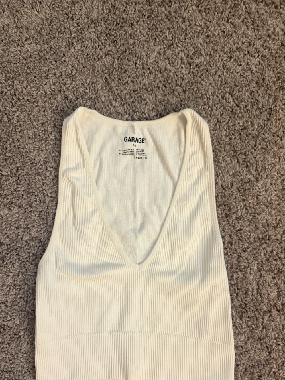 White Cropped Tank Top V-Neck